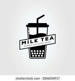 bubble milk tea ice logo vector illustration design