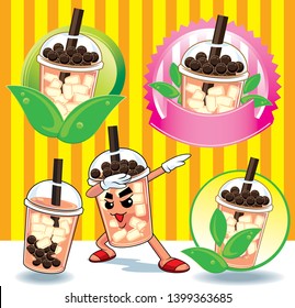 Bubble milk tea iced drink cartoon