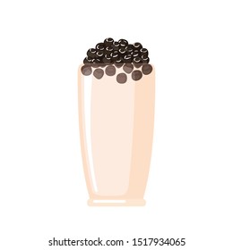 Bubble milk tea icon in flat style isolated on white background. Beverage from cassava plant. Vector illustration