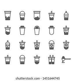 Bubble milk tea icon set.Vector illustration