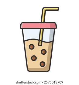 Bubble milk tea icon vector design template