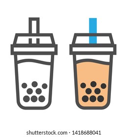 Bubble milk tea icons. Simple flat design. Isolate on white background.