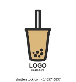 bubble milk tea logo design illustration vector