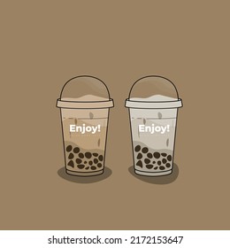 Bubble Milk Tea Mockup For Promotion Design With Boba Milk Tea Or Delicious Drinks And Coffee Design