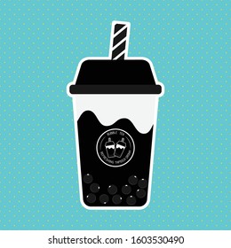 bubble milk tea on green background. icons, vector, illustration