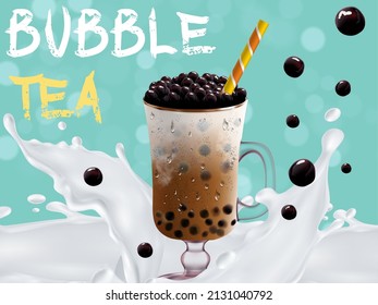 Bubble milk tea, Pearl milk tea , Different sorts of Boba. Yummy drinks. Ads with delicious tapioca.  Restaurant cafe menu, template design. Food flyer. Chalk board, retro menu restaurant poster. 