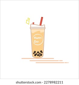 Bubble milk tea, popular menu, delicious desserts and  bubble tea vector illustration