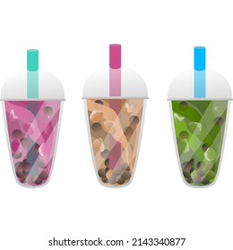 Bubble Milk Tea Set 3 flavor,Taiwanese famous drink.