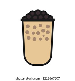 Bubble milk tea. Simple flat design. Isolate on white background.