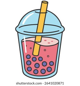 Bubble milk tea with tapioca isolated vector illustration on white background