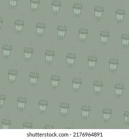 Bubble milk tea vector pattern background. Bubble milk tea cartoon. Bubble milk tea seamless.