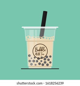 Bubble milk tea,Pearl milk tea vector flat design.