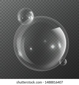 Bubble molecules. Macro fresh bubbly nature realistic transparency pure water or transparent liquid isolated vector abstract sphere 3d chemistry circle science illustration