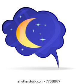 Bubble with the moon and stars - an icon. Vector illustration