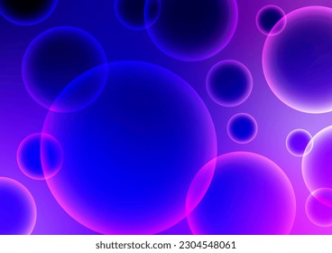 Bubble neon light line blue circle abstract dynamic background. vector illustration.