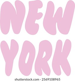 Bubble New York slogan font lettering trending cute NY Slogan trend fashion vector T-shirt Tee Graphic logo slogan graphic artwork typography tote badge emblem crest 
