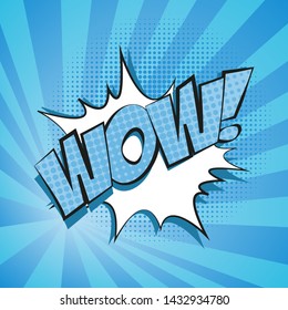 bubble and nscription wow in pop art style