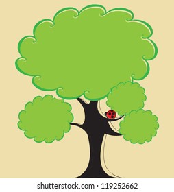 Bubble on tree with lady bug