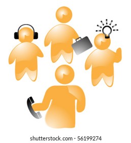 bubble orange boy with office use icons