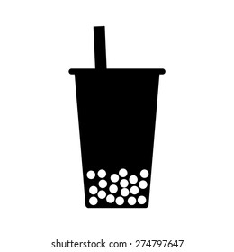 Bubble / pearl milk tea or boba flat vector icon for apps and websites