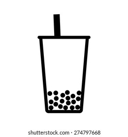 Bubble / pearl milk tea or boba line art vector icon for apps and websites