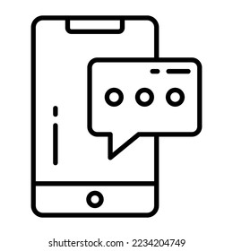 Bubble and phone vector icon of mobile chat in trendy style