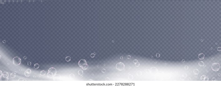 Bubble PNG. Set of realistic soap bubbles. Bubbles are located on a transparent background. Vector flying soap bubbles. Water glass bubble realistic png