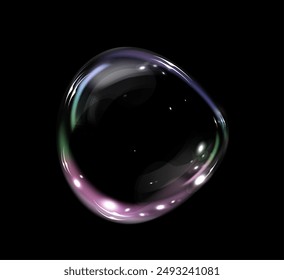 Bubble PNG. Set of realistic soap bubbles. Bubbles are located on a transparent background. Vector flying soap bubbles. Water glass bubble realistic png