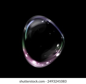 Bubble PNG. Set of realistic soap bubbles. Bubbles are located on a transparent background. Vector flying soap bubbles. Water glass bubble realistic png