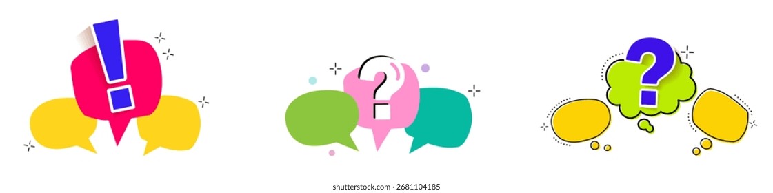 Bubble question marks. And the answers to them. The concept of frequently asked questions.  Online support web page. vector illustration.