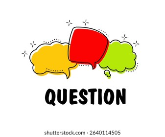 Bubble question marks. The concept of frequently asked questions. yellow, white, red. Online support web page. vector illustration.