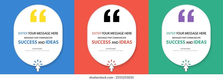 Bubble quote frame banner, Testimonial social media post template isolated on background. Speech bubbles and text box with copyspace. infographic Vector Illustration.