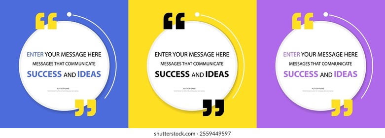 Bubble quote frame banner, Testimonial social media post template isolated on background. Speech bubbles and text box with copyspace. infographic Vector Illustration.