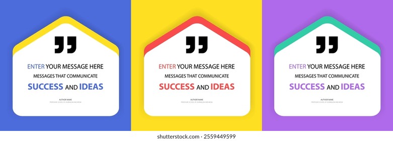 Bubble quote frame banner, Testimonial social media post template isolated on background. Speech bubbles and text box with copyspace. infographic Vector Illustration.