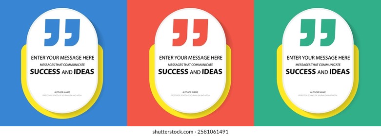 Bubble quote frame banner, Testimonial social media post template isolated on background. Speech bubbles and text box with copyspace. infographic Vector Illustration.