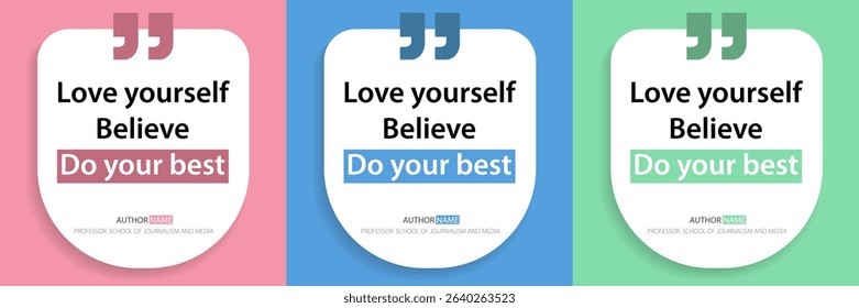Bubble quote frame banner, Testimonial social media post template isolated on background. Speech bubbles and text box with copyspace. infographic Vector Illustration.