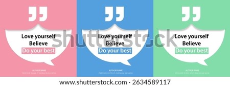 Bubble quote frame banner, Testimonial social media post template isolated on background. Speech bubbles and text box with copyspace. infographic Vector Illustration.