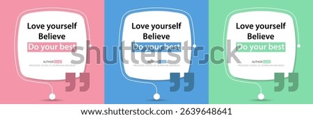 Bubble quote frame banner, Testimonial social media post template isolated on background. Speech bubbles and text box with copyspace. infographic Vector Illustration.	