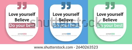 Bubble quote frame banner, Testimonial social media post template isolated on background. Speech bubbles and text box with copyspace. infographic Vector Illustration.