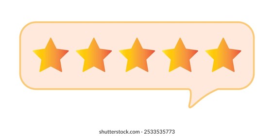 Blase Bewertung fünf Sterne für beste ausgezeichnete Service-Bewertung für Zufriedenheit. 5 Sterne für Qualität Kundenbewertung Feedback Konzept vom Mitarbeiter des Kunden, Produktbewertung. 5 goldene Sterne Vektor EPS 