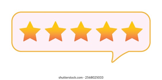Bubble rating five stars for best excellent services rating for satisfaction. 5 star for quality customer rating feedback concept from client employee, product review. 5 golden stars vector EPS 10