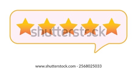 Bubble rating five stars for best excellent services rating for satisfaction. 5 star for quality customer rating feedback concept from client employee, product review. 5 golden stars vector EPS 10