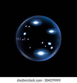 bubble with round highlights on a black background