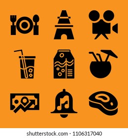 bubble, salt, barman, citrus, save and savings icon vector set. Flat vector design with filled icons. Designed for web and software interfaces