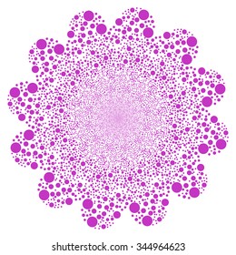 Bubble Salute Flower vector illustration. Style is violet flat circles, white background.