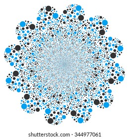 Bubble Salute Flower vector illustration. Style is blue and gray bicolor flat circles, white background.