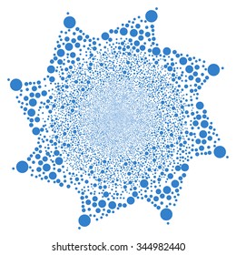 Bubble Salute Flower vector illustration. Style is cobalt flat balls, white background.