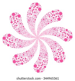 Bubble Salute Swirl With Eight Petals vector illustration. Style is pink flat circles, white background.