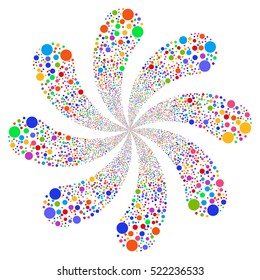 Bubble Salute Swirl With Eight Petals vector image. Style is bright multicolored flat circles, white background.