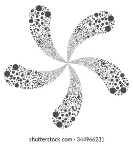 Bubble Salute Swirl With Five Petals vector illustration. Style is gray flat circles, white background.